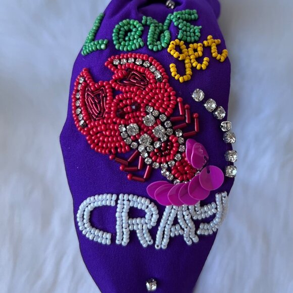 Let’s Go Cray Beaded Knotted Headband Carnival NOLA Vibes - Picture 2 of 7